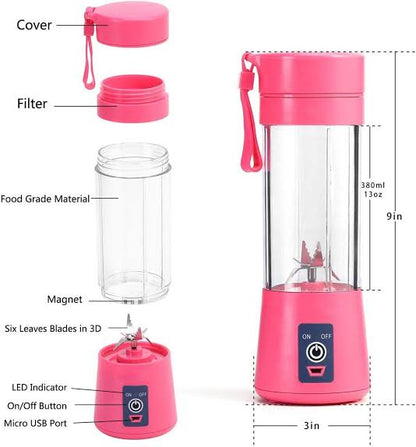 HR Nexify™ Portable Rechargeable Mini Juicer Blender 6 Blades, 380ml