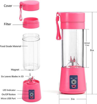 HR Nexify™ Portable Rechargeable Mini Juicer Blender 6 Blades, 380ml